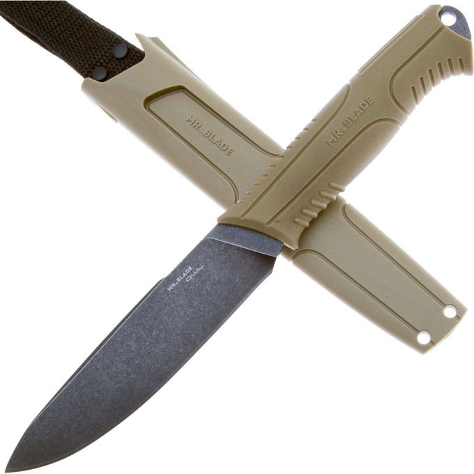Туристический нож MR.BLADE OWL BLACKWASH сталь 8Cr14MoV, рукоять Olive TPR MB101